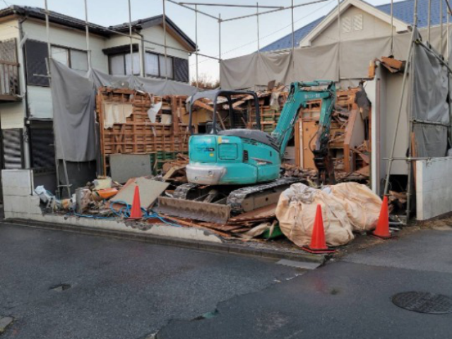 木造2階建て解体工事(千葉県船橋市咲が丘)　工事中の様子です。
